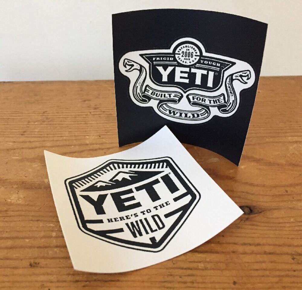 YETI Brand Cooler OEM 3x3 Built For The Wild Frigid Tough Bumper Stickers Decals